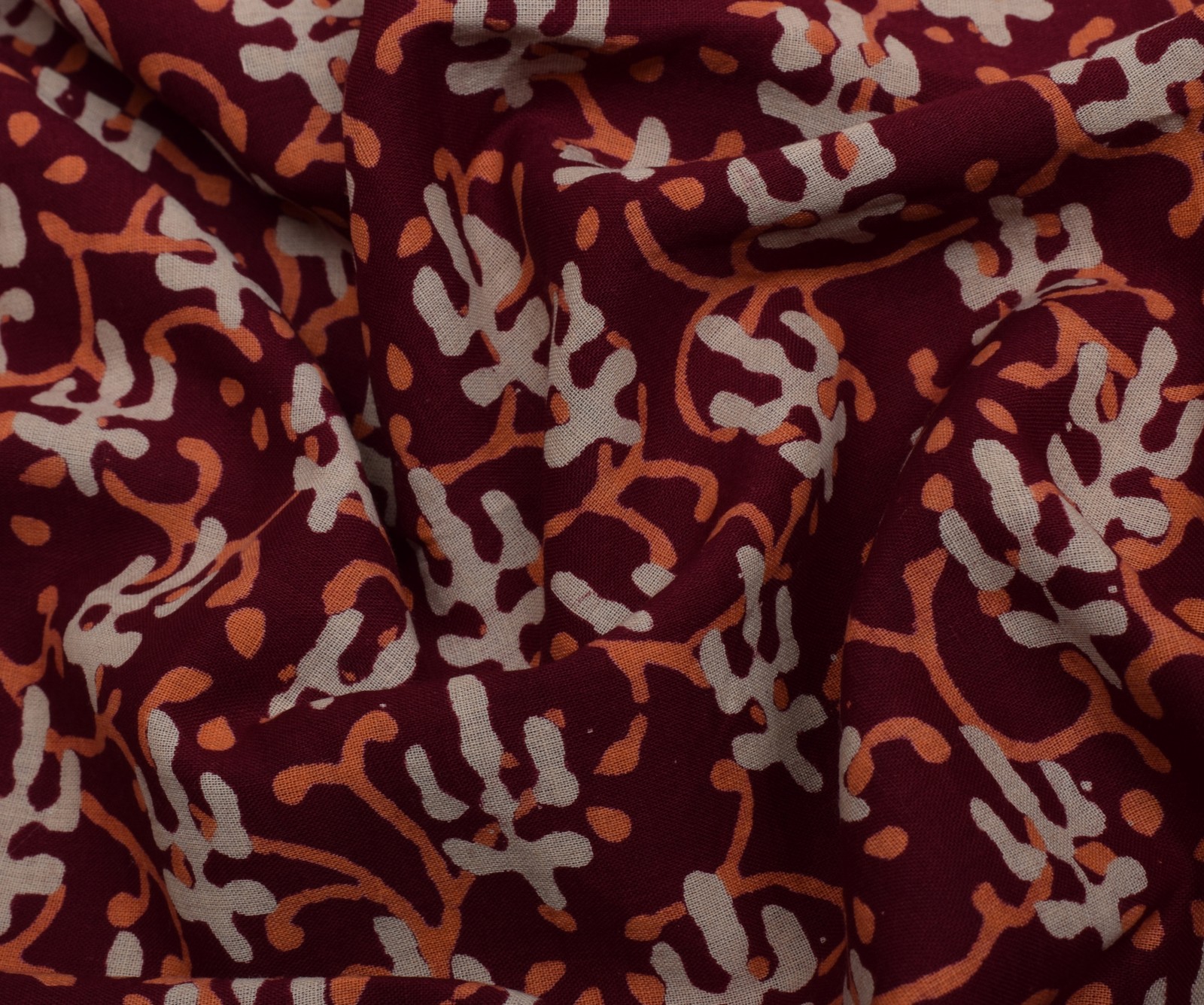 Sushila Vintage Garnet Indian Saree 100% Pure Cotton Printed Soft Craft Fabric