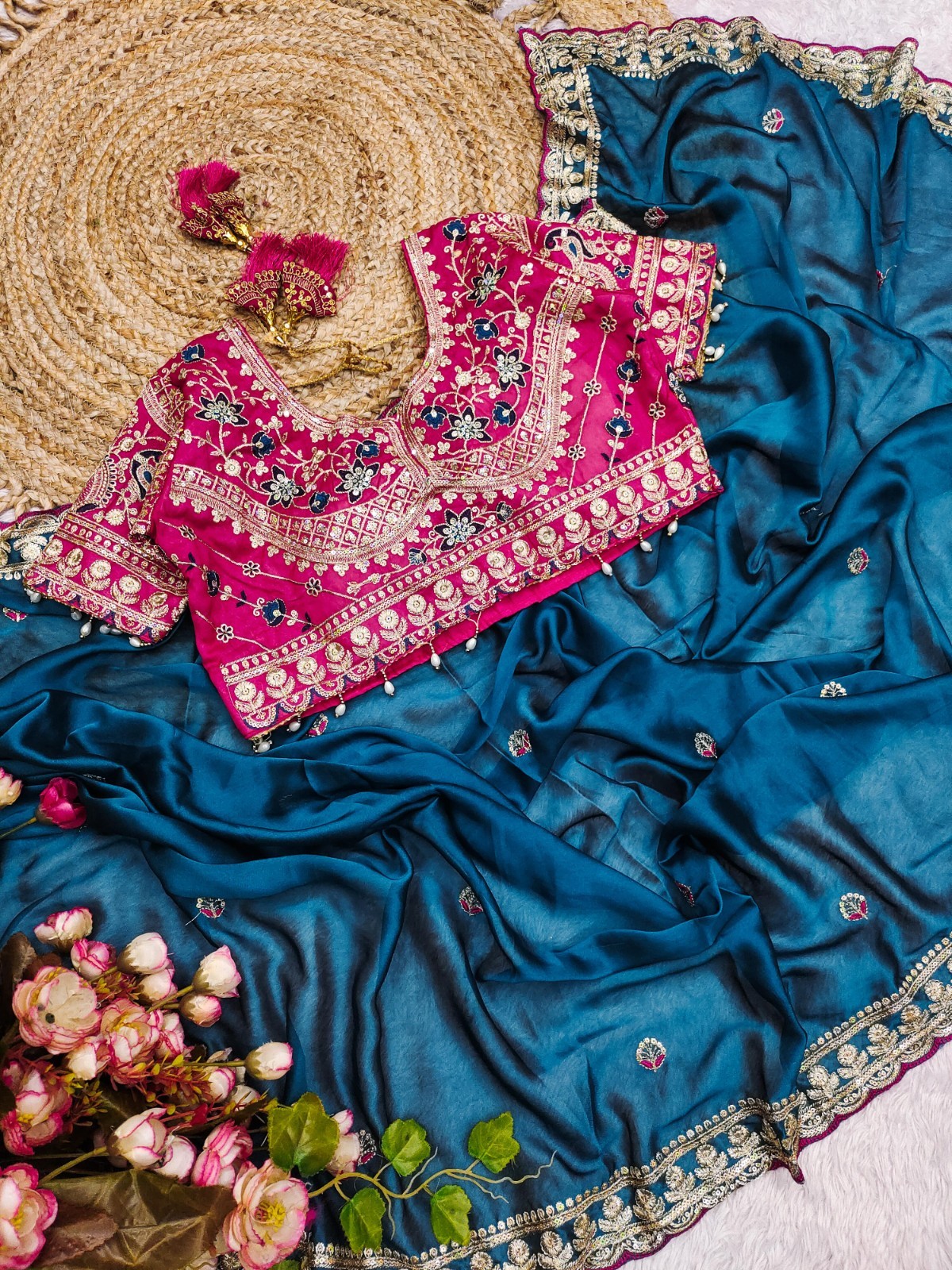Soft Rangoli Silk Fabric With Sequance Embroidery Work, Designer Bollywood Saree