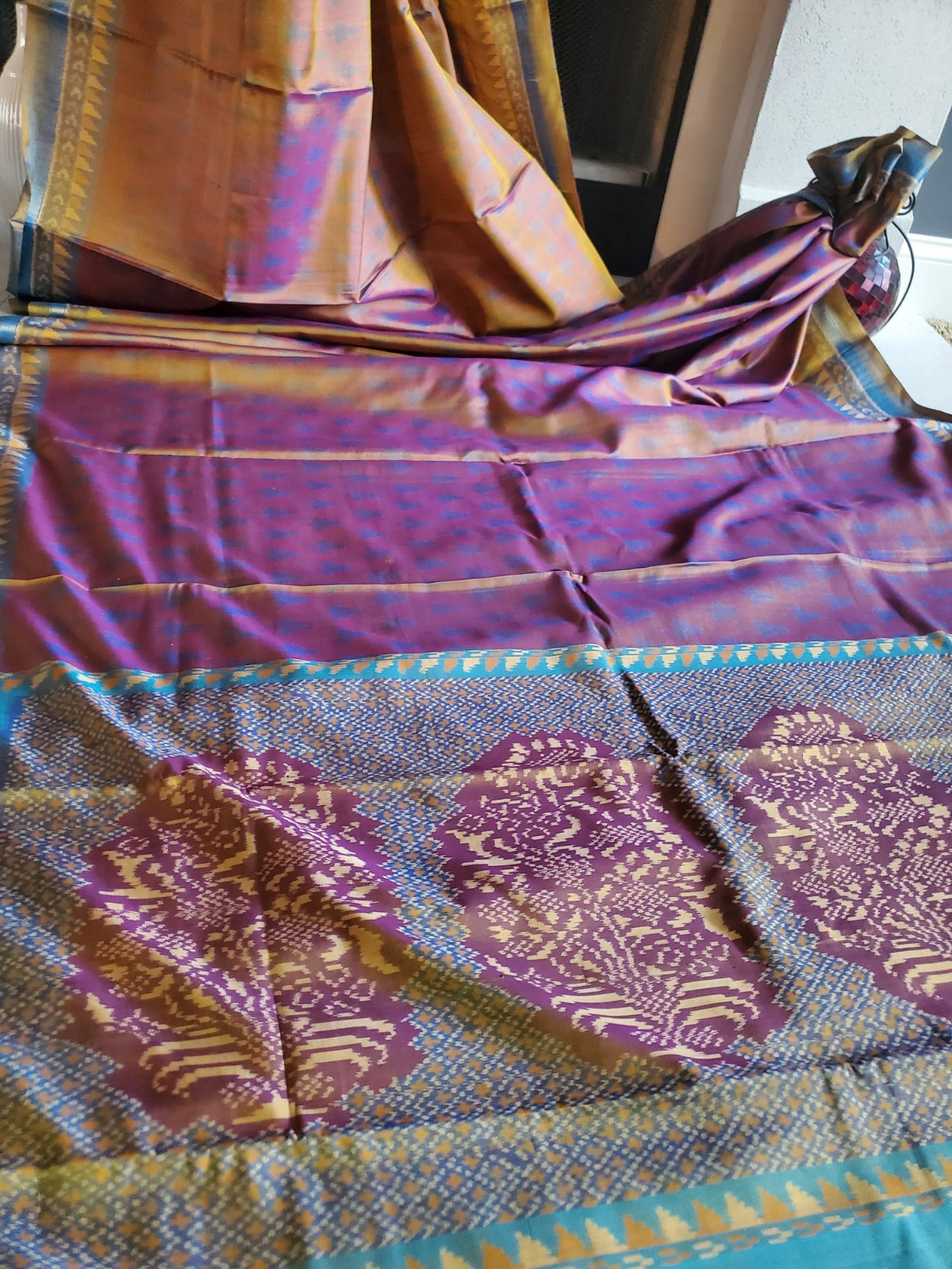 Women Pure Silk Ikkat Rajkot Patola Saree Handloom Wedding Party Bollywood