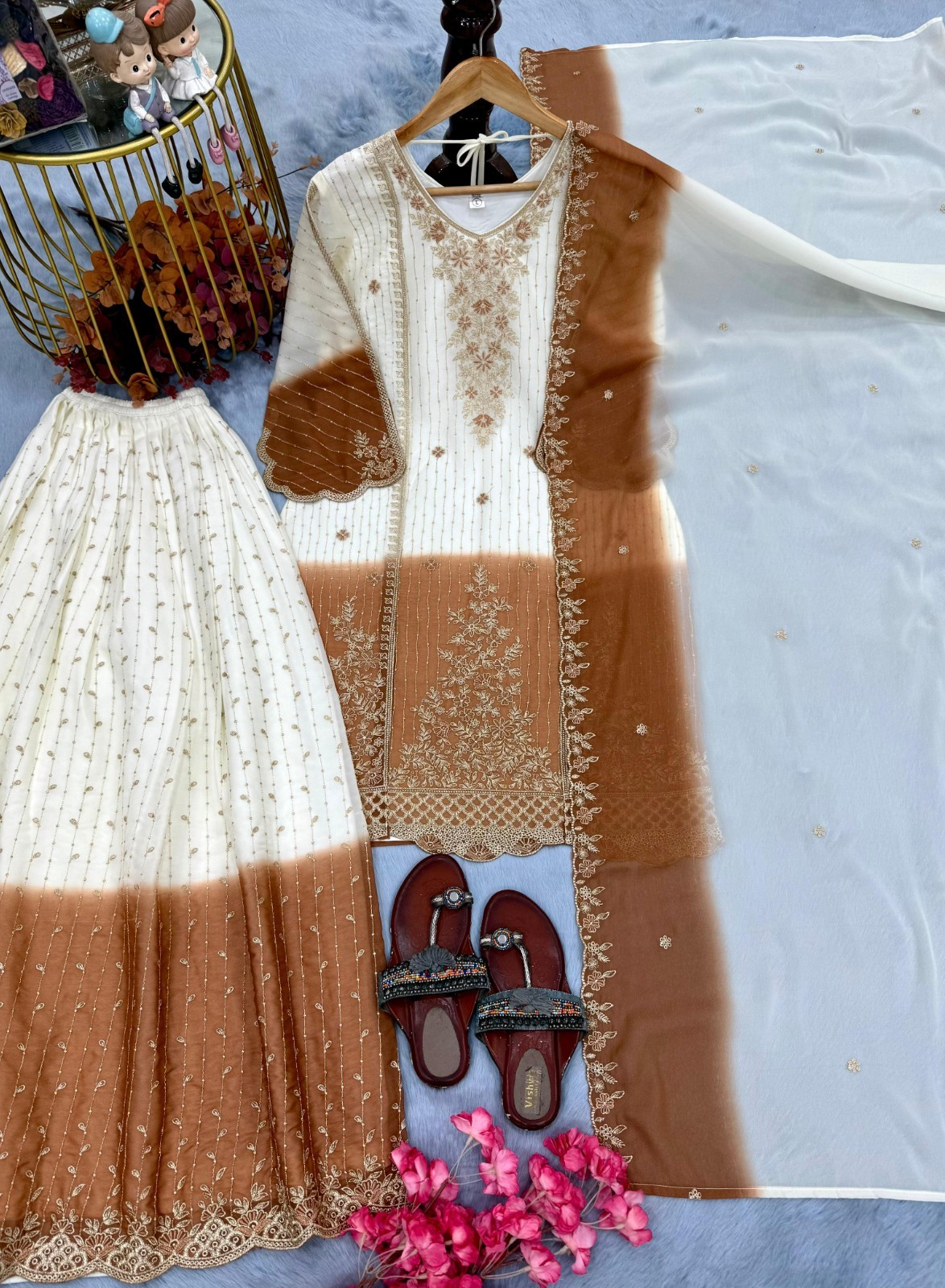 Heavy Dual Tone Designer Silk Kurta Palazzo Set With Dupatta Perfect stylish