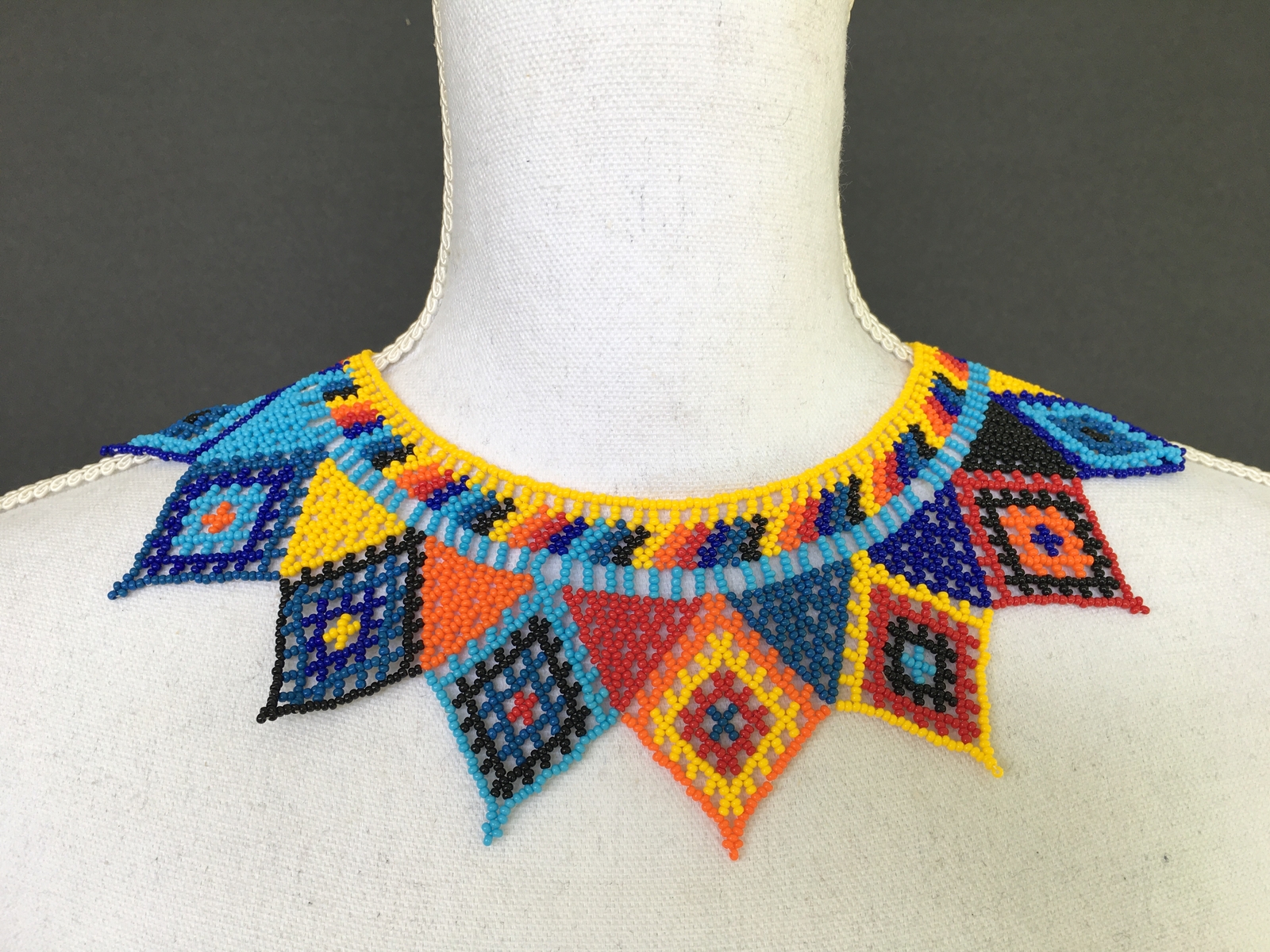 Handmade Mexican Huichol Bead Necklace – Huichol Folk Art Jewelry