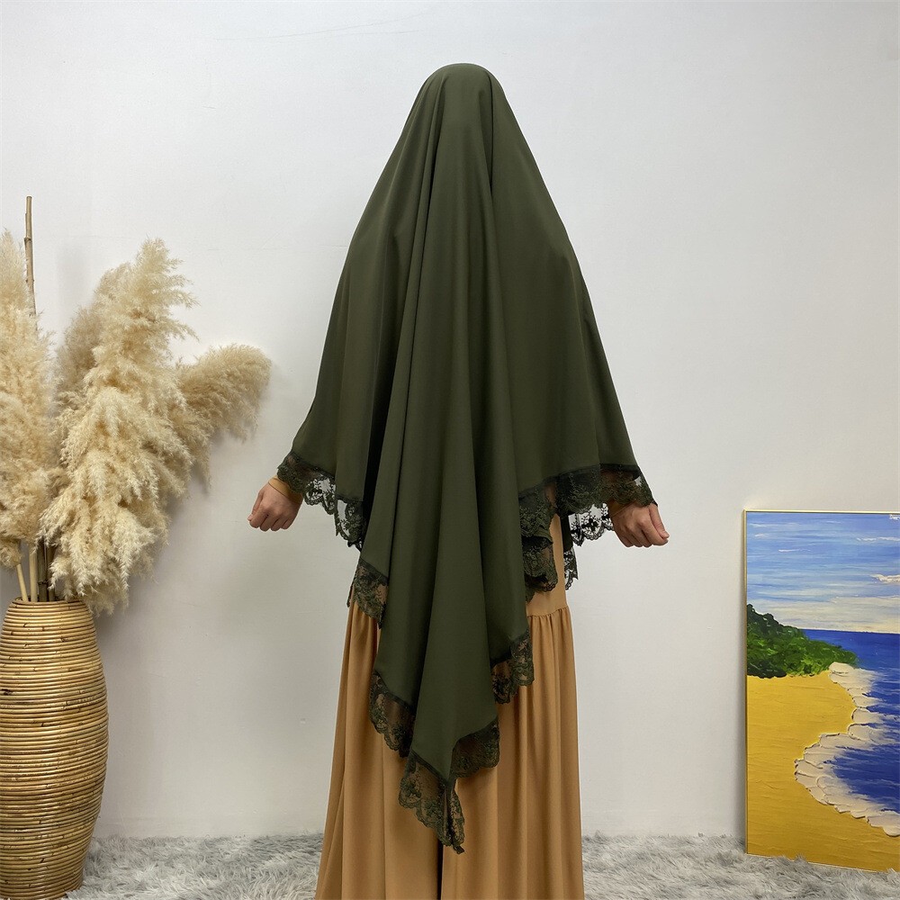 Muslim Women Overhead Khimar Prayer Garment Burqa Kaftan One Piece Hijab Top Eid