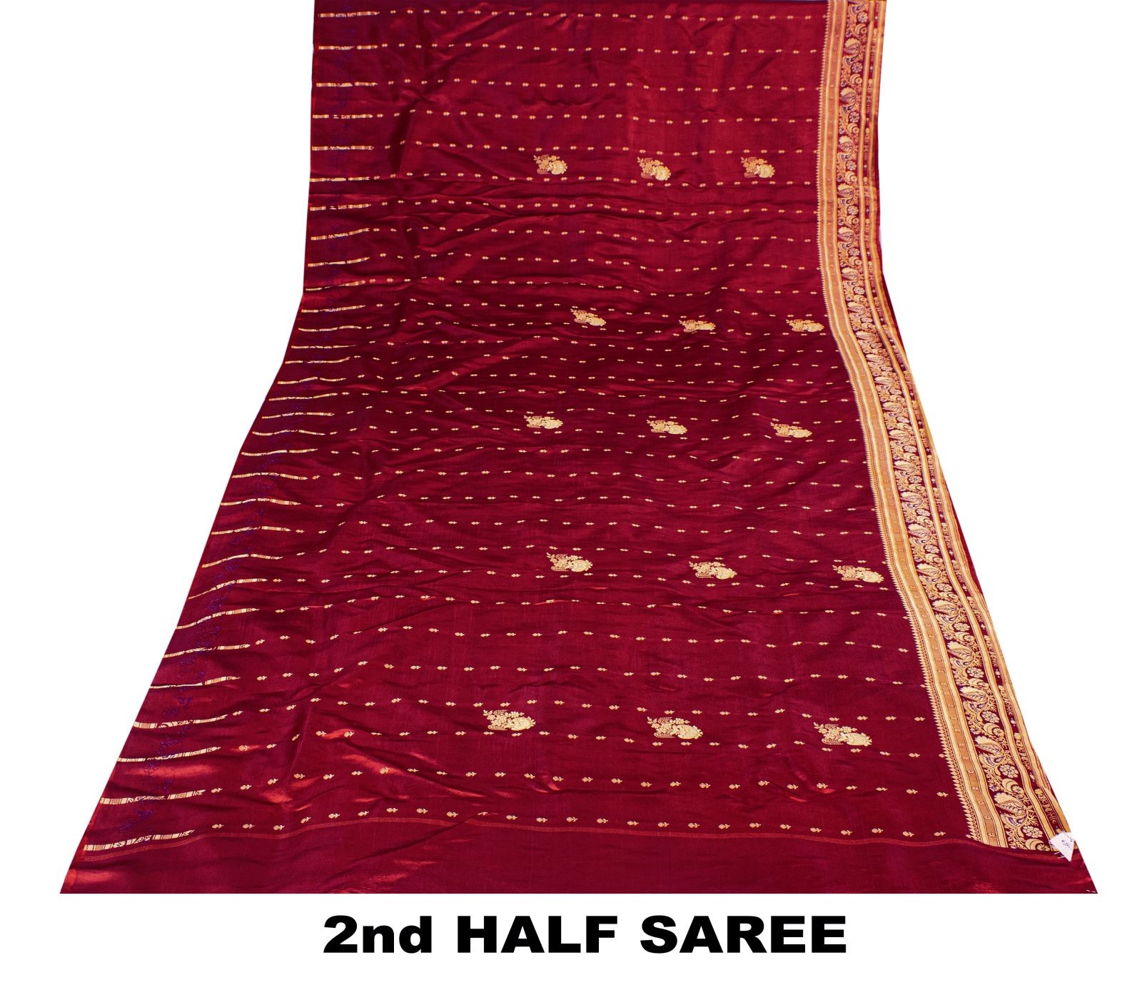 Sanskriti Vintage Red Pure Satin Saree Banarasi Brocade Zari Hand-Woven 5+Yd