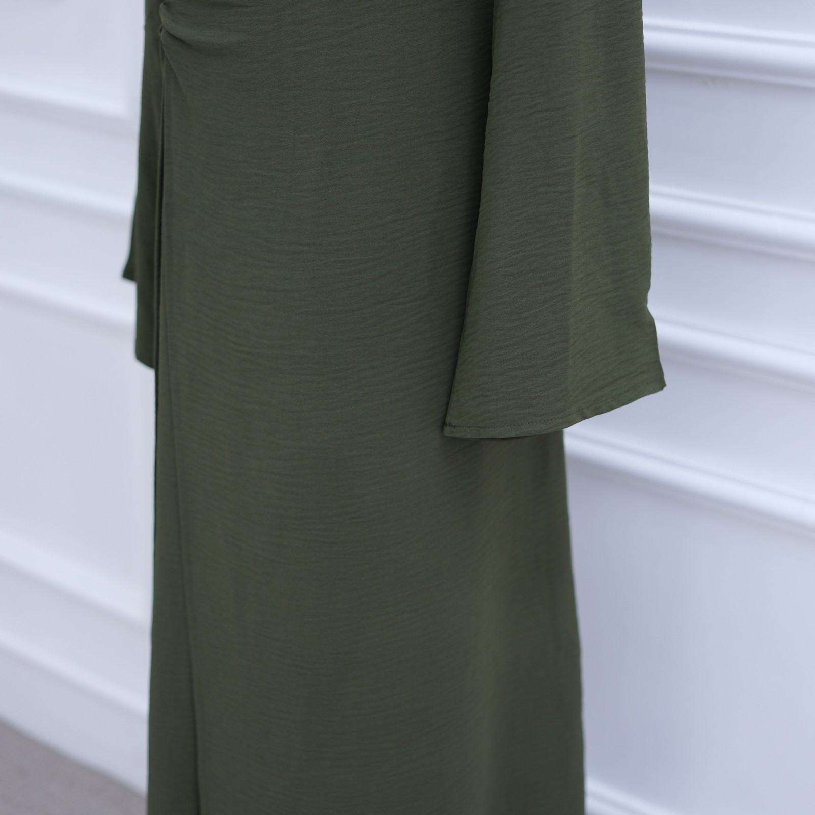Evening Dress for Women O Neck Long Sleeve High Waist Spliced Metal Button Gown
