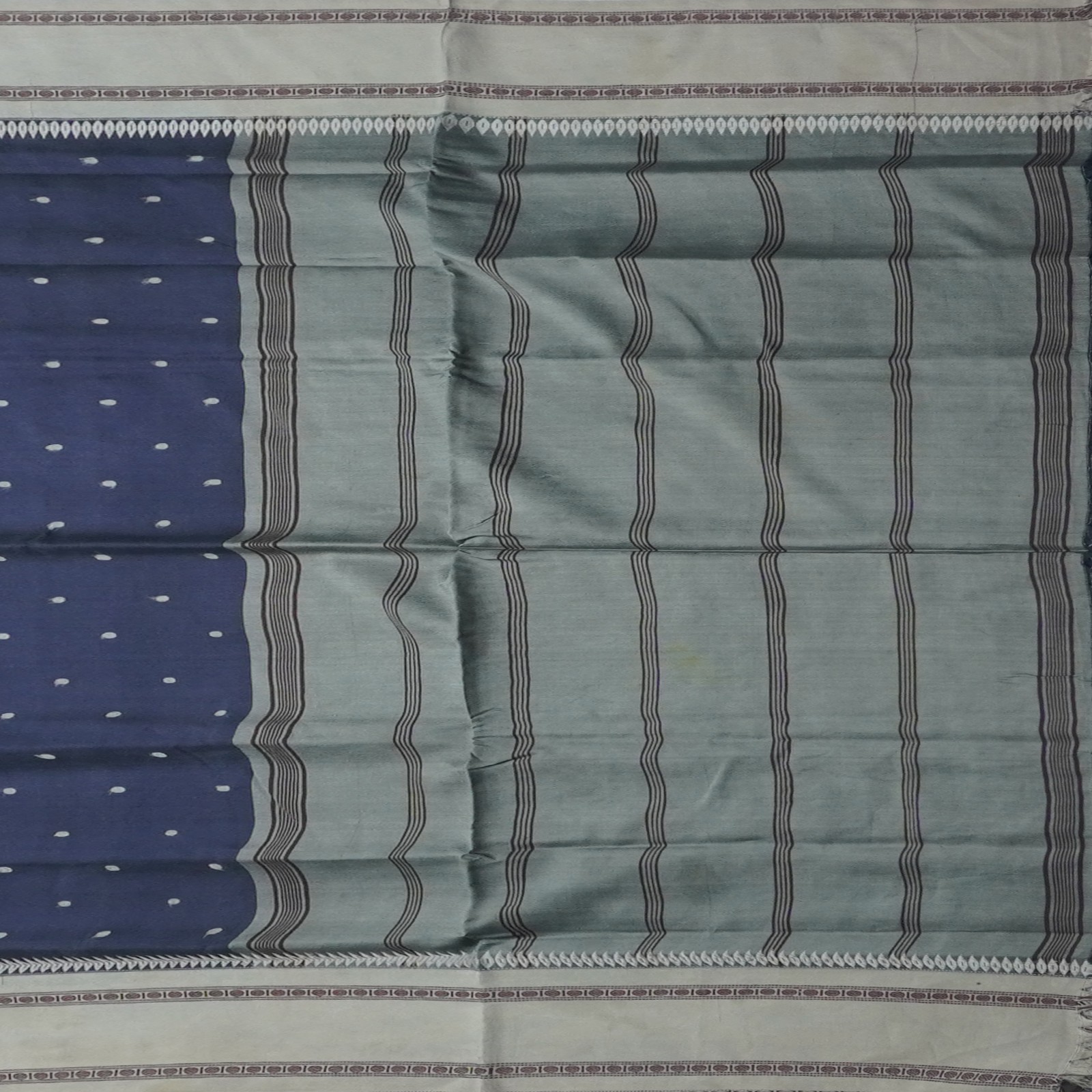 Vintage Navy Blue Sarees 100% Pure Silk Handwoven South Indian Sari 5YD Fabric