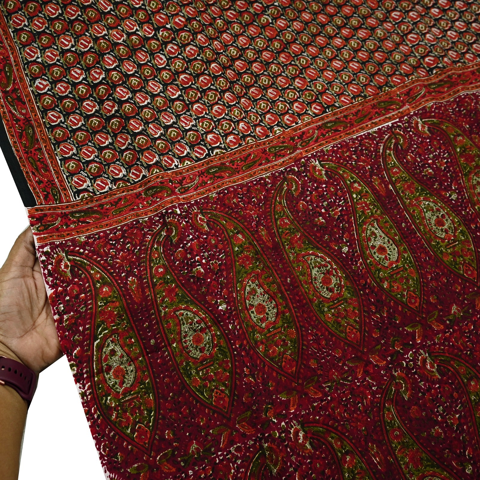 Vintage Sari Black & Maroon Pure Silk Printed Sarees 6yd Craft Fabric Sewing