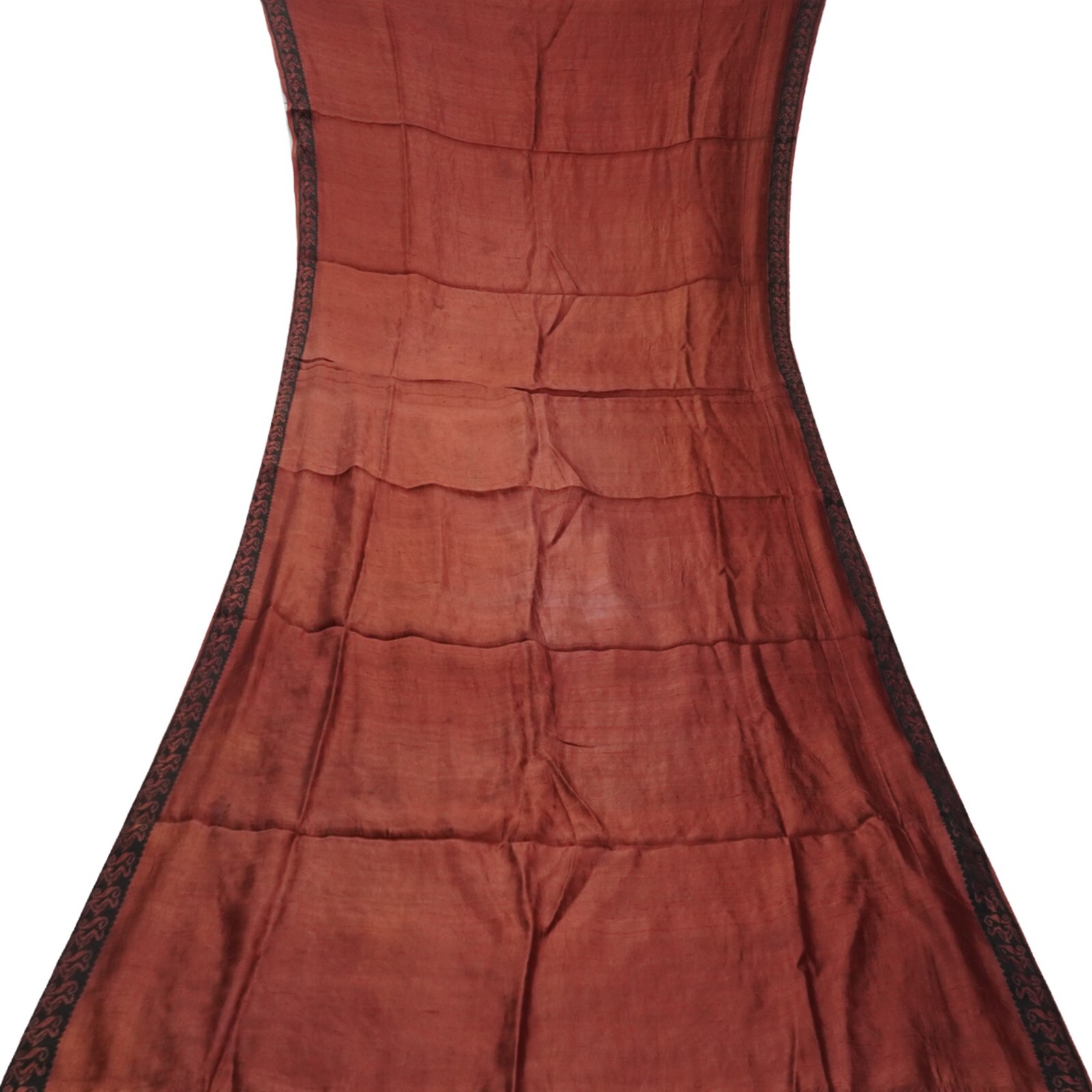Vintage Brick Red Sarees 100% Pure Silk Woven Indian Sari 5YD Decor Craft Fabric
