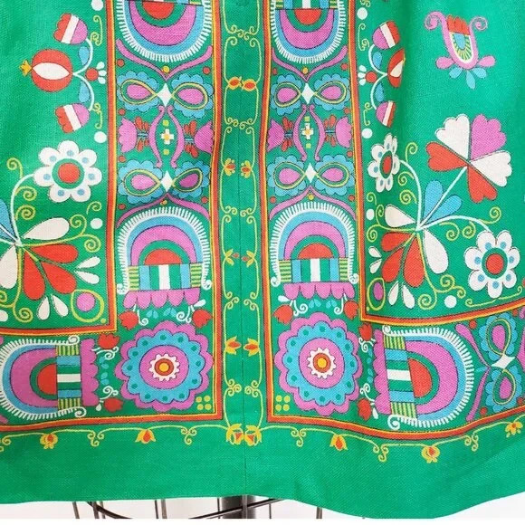 VTG 1960’s HANCKE German Austrian Dirndl Trachten Dress Green BRIGHT