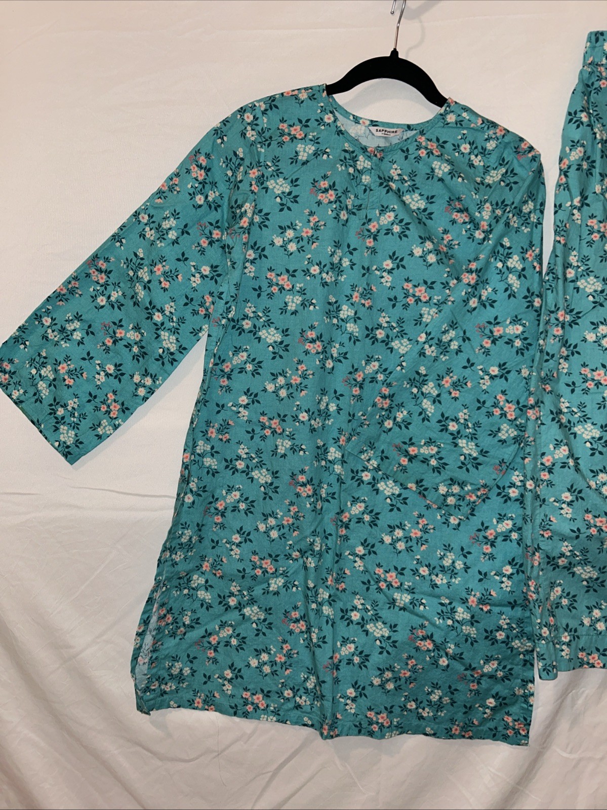 Sapphire Brand Shalwar (Salwar) Kameez Pakistani Extra Small Teal Floral