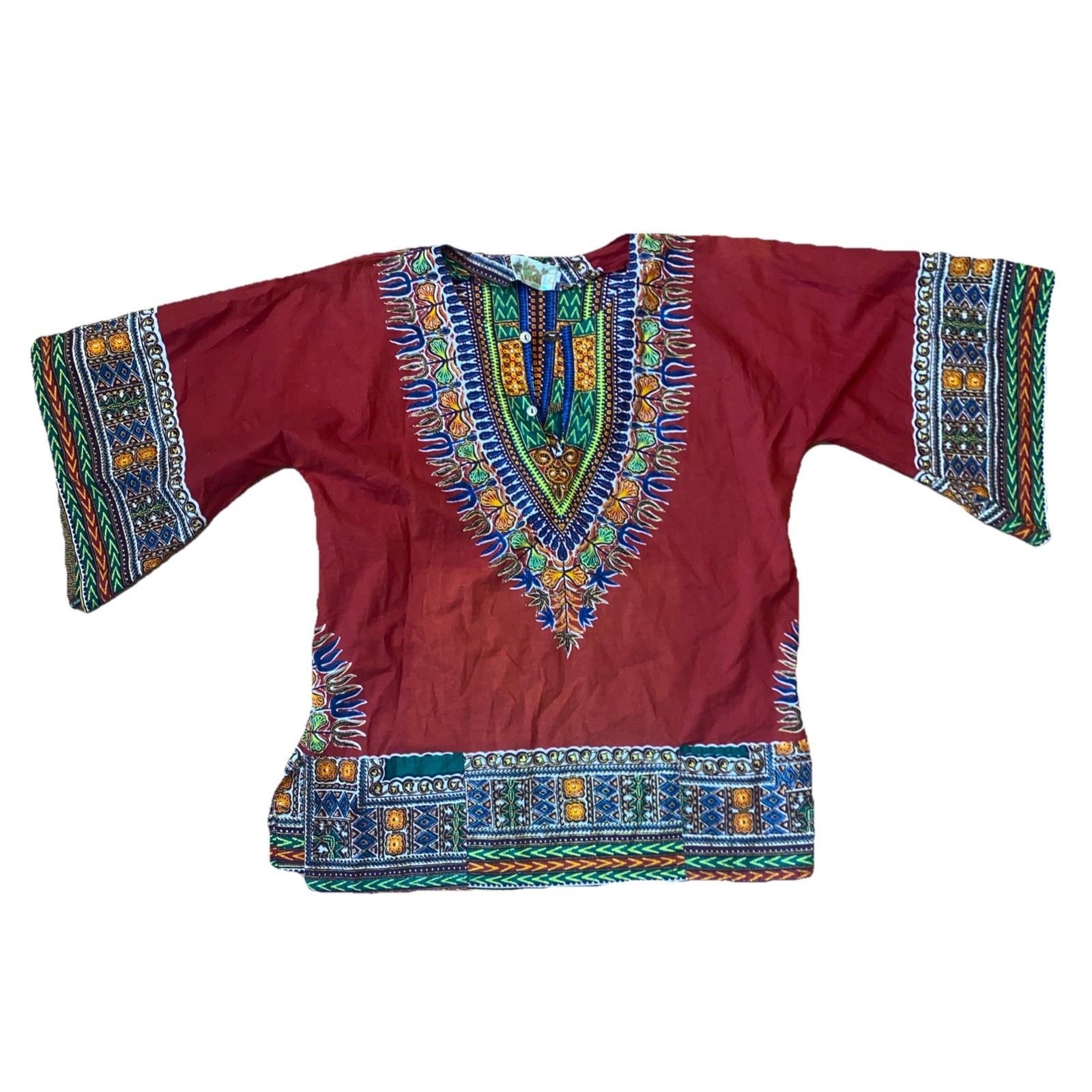 Vintage 1970s Hippie Retro African Dashiki Waltz Brand Made In Kenya Size Small