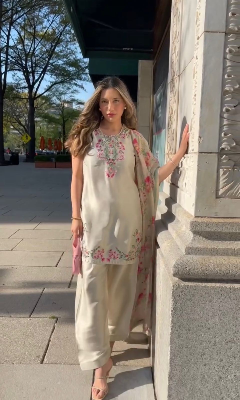 3 PIECE PAKISTANI DESIGNER FARSHI SHALWAR SUIT