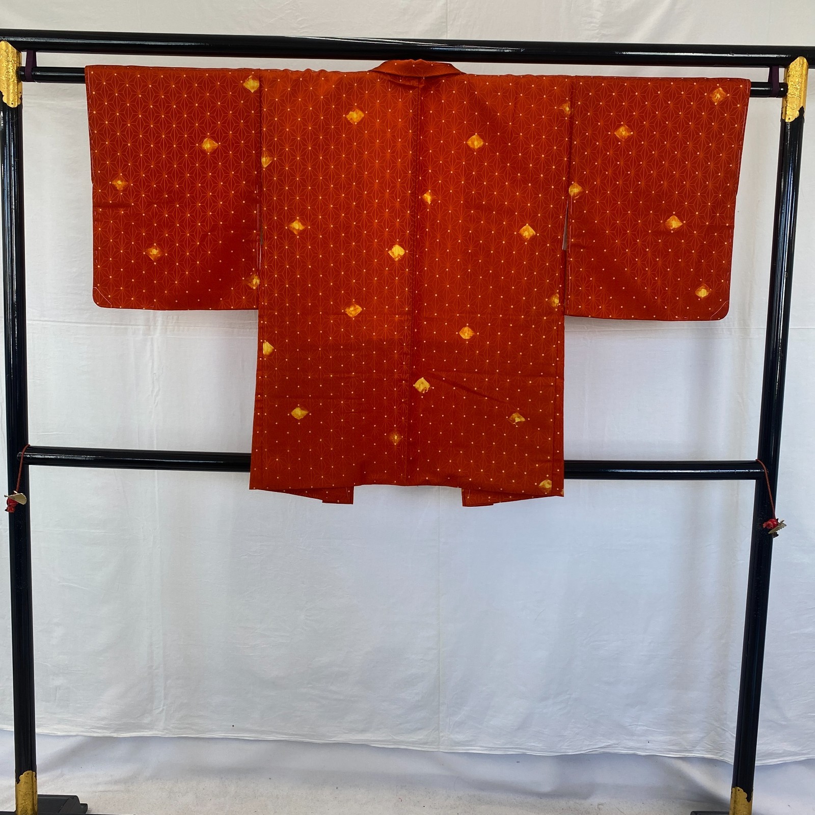 Japanese Vintage Kimono Haori Jacket Silk Red Traditional Authentic 32in