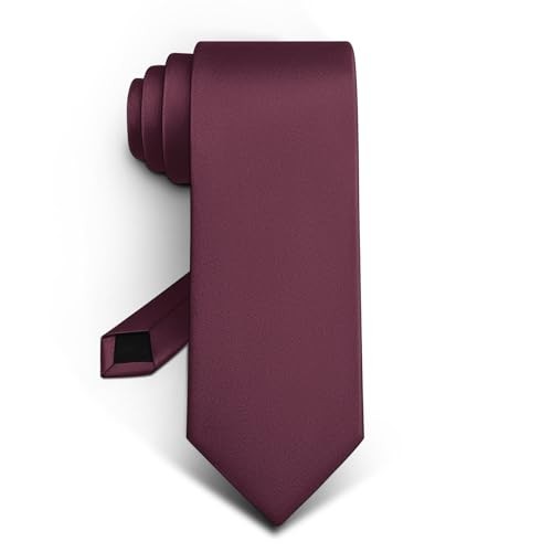 Men Neckties,Solid Color Neckties Texture for Gift Men One Size Burgundy7632