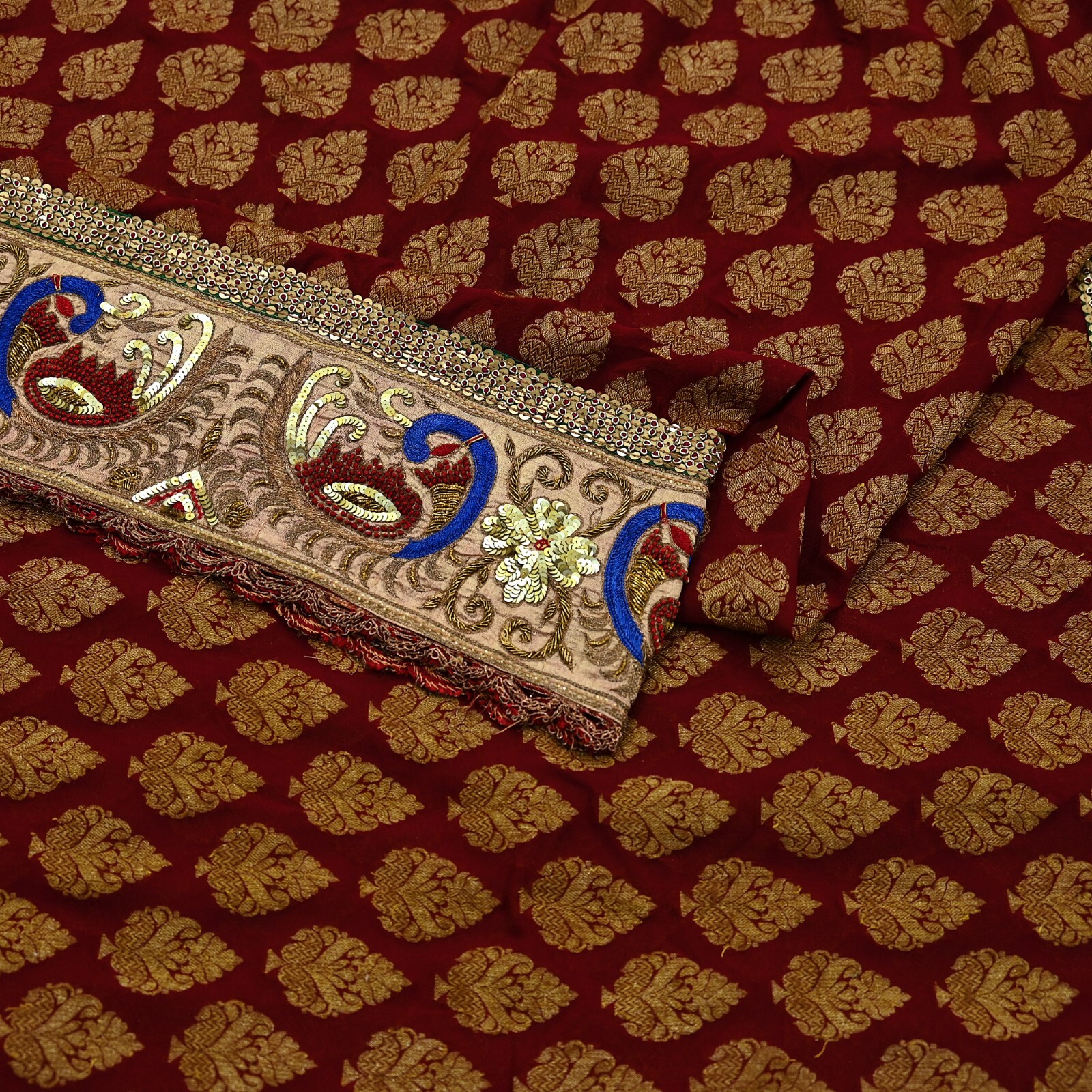 Pre-Owned Sari Georgette Silk Hand Embroidered Designer Manish Malhotra Sarees