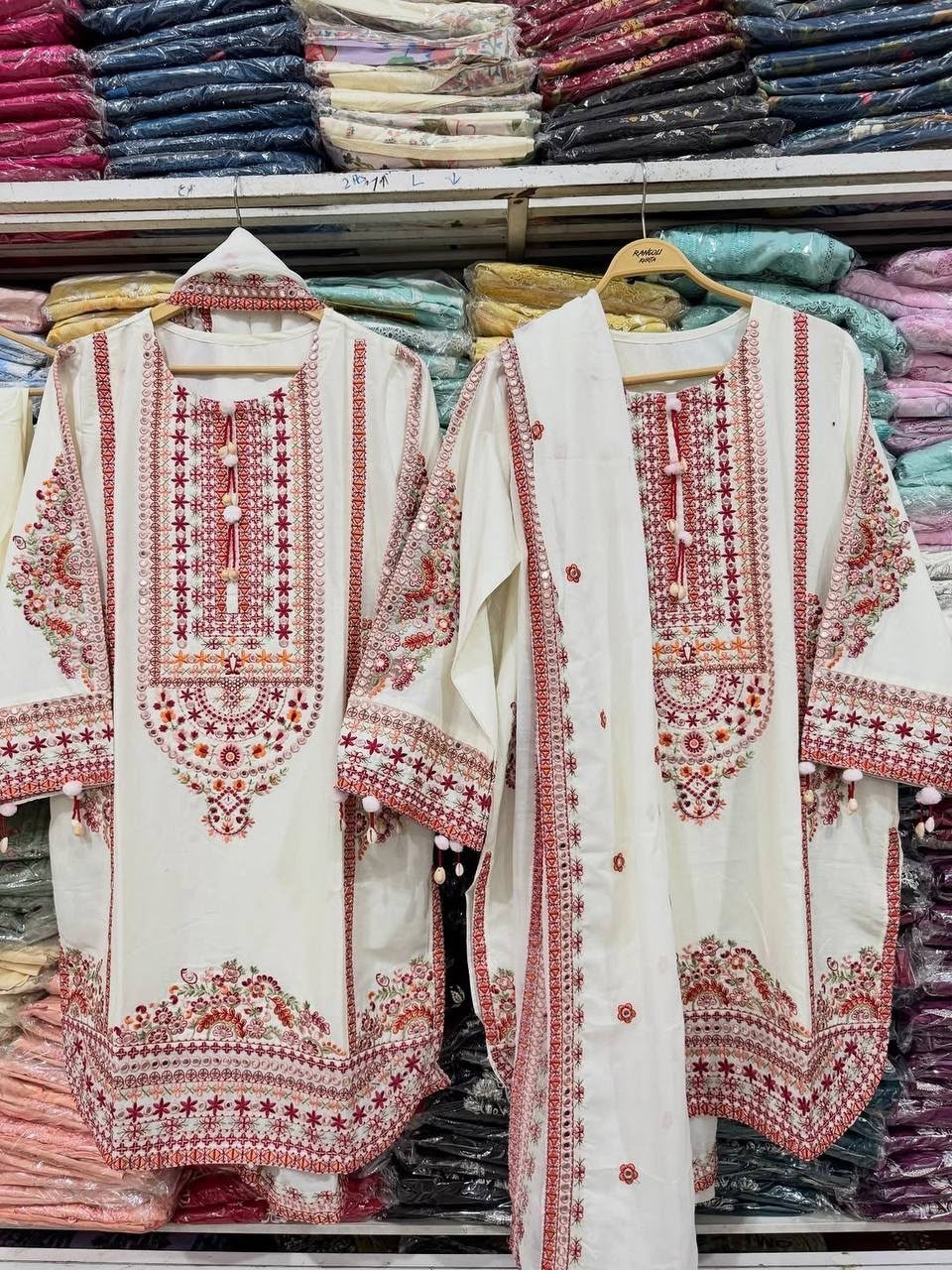 Designer Heavy Mal Chanderi Embroidered Palazzo Suit Set Mirror Work Women