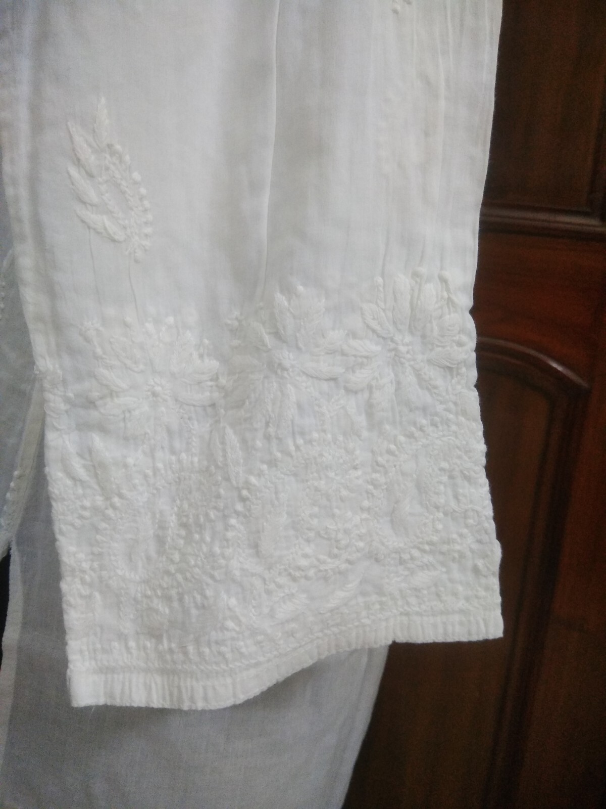 M 40″ BLOUSE 100% COTTON HANDMADE ETHNIC TOP KURTA KURTI CHIKAN EMBROIDERY TUNIC