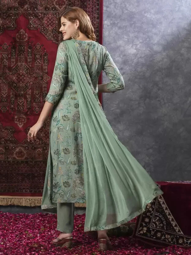 Women Designer Cotton Rayon Kurta Set Indian Bollywood Top Tunic Kurti Pant Set