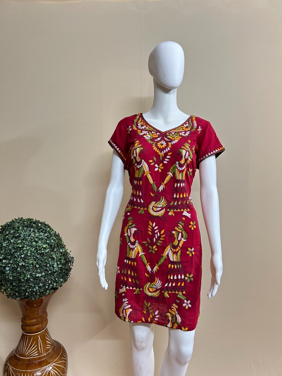 Trendy Hand work Maroon color Embroidery Short kurti For women Mixed Color
