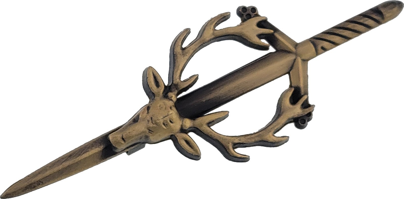 Stag Head Kilt Pin Highland Scottish Celtic Design Kilt Accessory 4″ Antique Pin