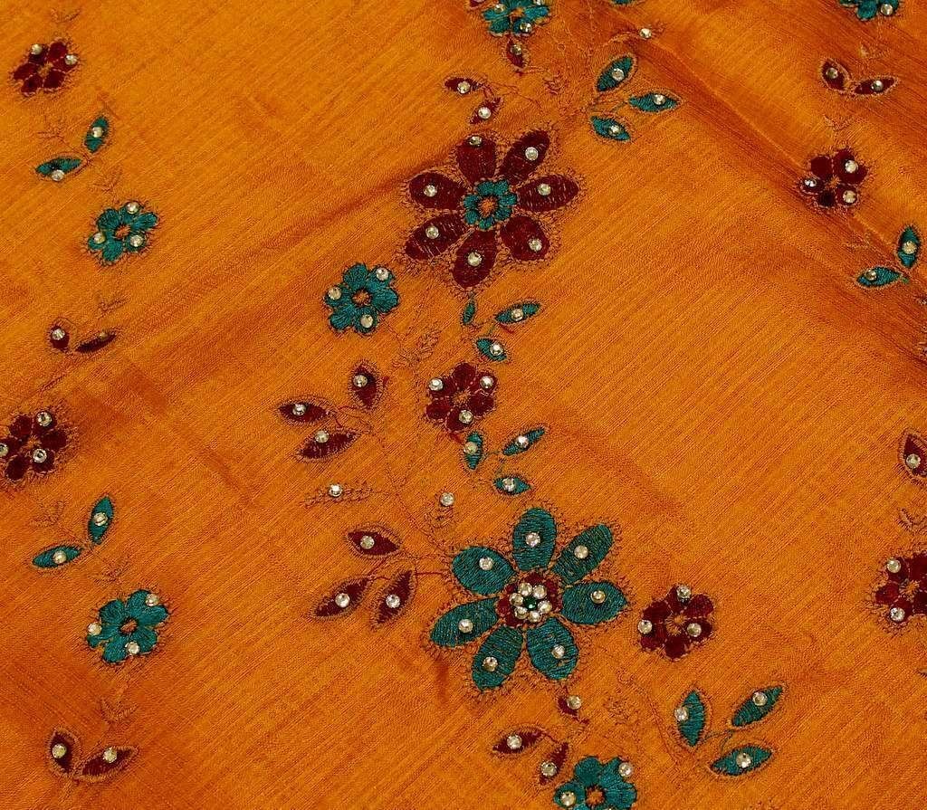 Designer Indian Party Wear Wedding Saree Pakistani Heavy Work Sari Saffron