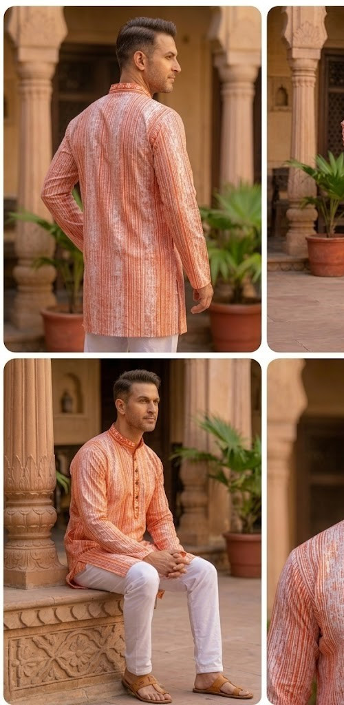 Men Kurta Indian Handmade Fashion Long Shirt Bollywood Yoga Top 100% Cotton