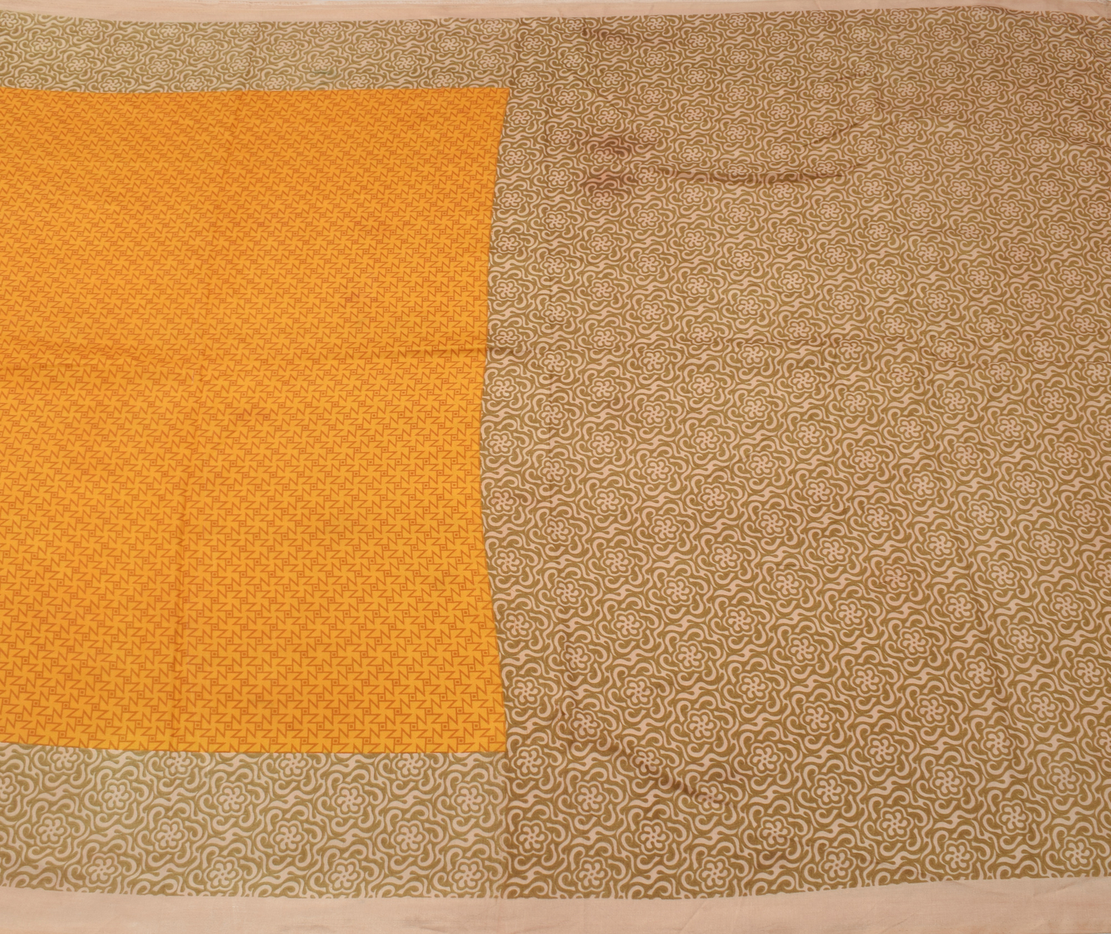 Sushila Vintage Mustard Saree Blend Crepe Silk Printed Craft Soft 5 Yard Fabric