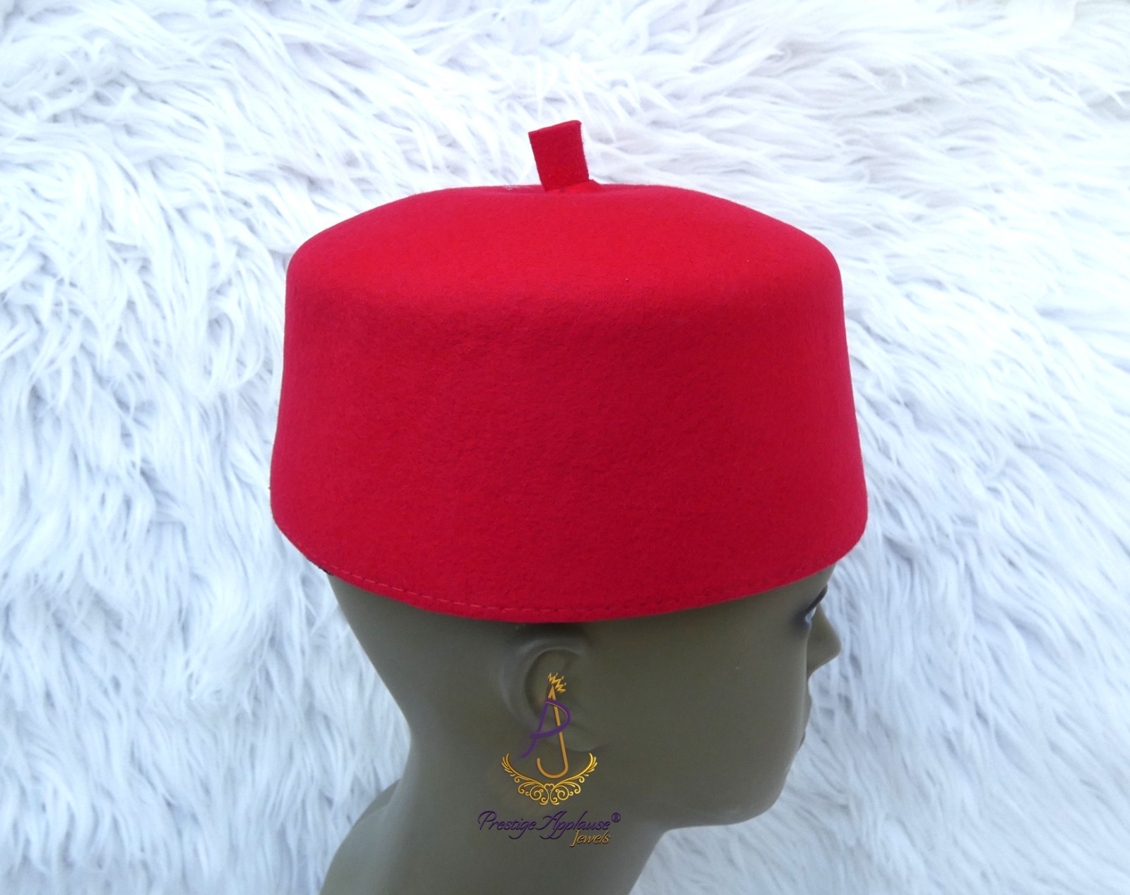 Black Red Chieftaincy Ozo African Traditional Cap | Igbo Hat Fez Style Wool Cap