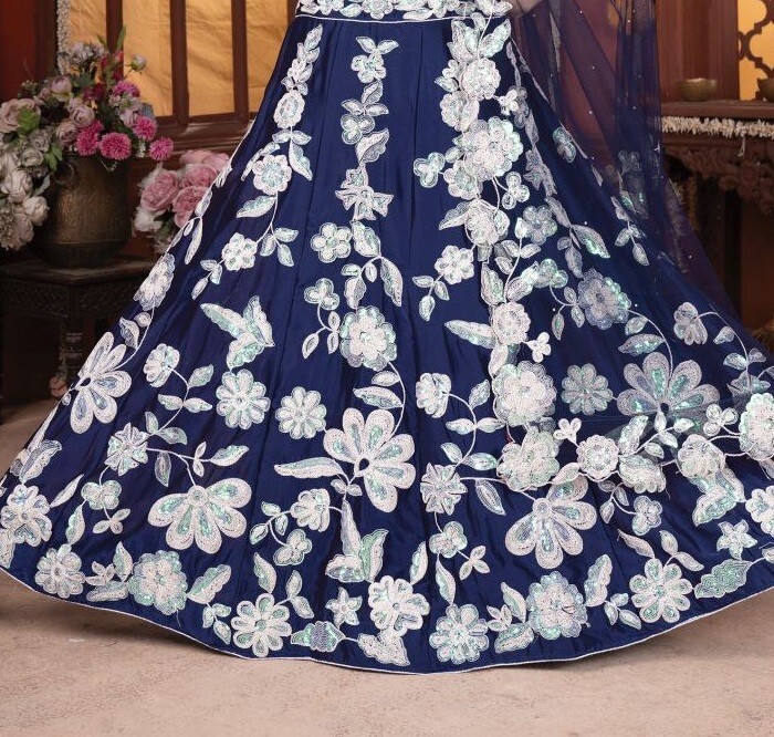 Bollywood Look Kasturi Silk Blue Color Lehenga Choli And Dupatta For Reception