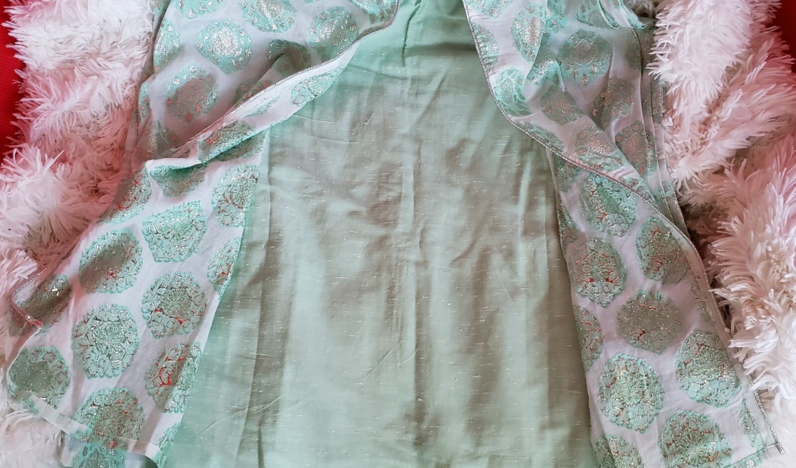 Mint Light Green Cambric Cotton Embroidered Kurta Tunic