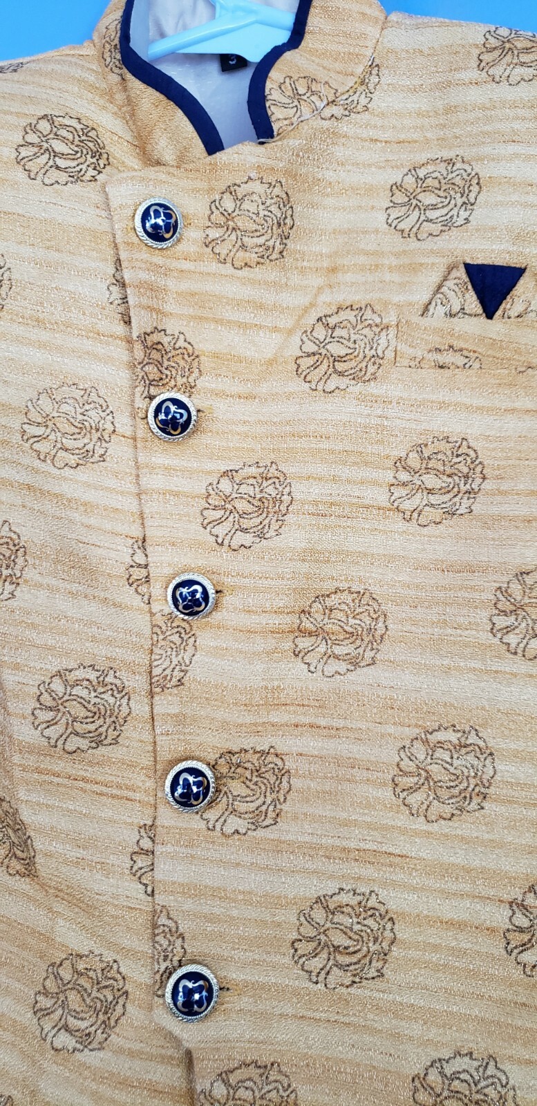 Kids Indian Ethnic Wear Bollywood Style Golden Sherwani for Boys 3-4 Yrs
