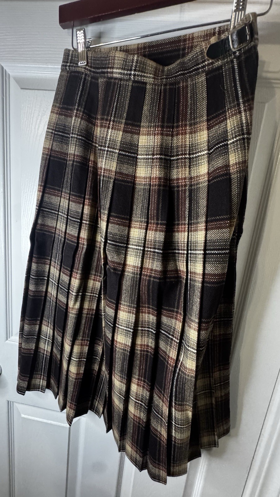 Vintage Scottish Plaid Wool Kilt Skirt Pleated Preppy Dark Academia Cottagecore