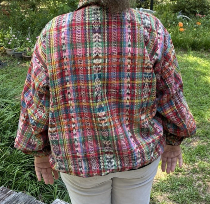 Vintage Comfy Huipil Bomber Jacket Colorful Floral Zipper Collar Hobo Hippie M