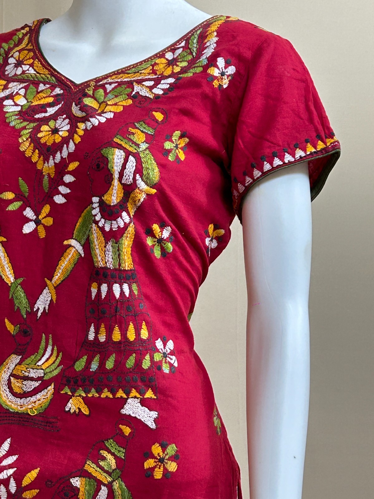 Trendy Hand work Maroon color Embroidery Short kurti For women Mixed Color