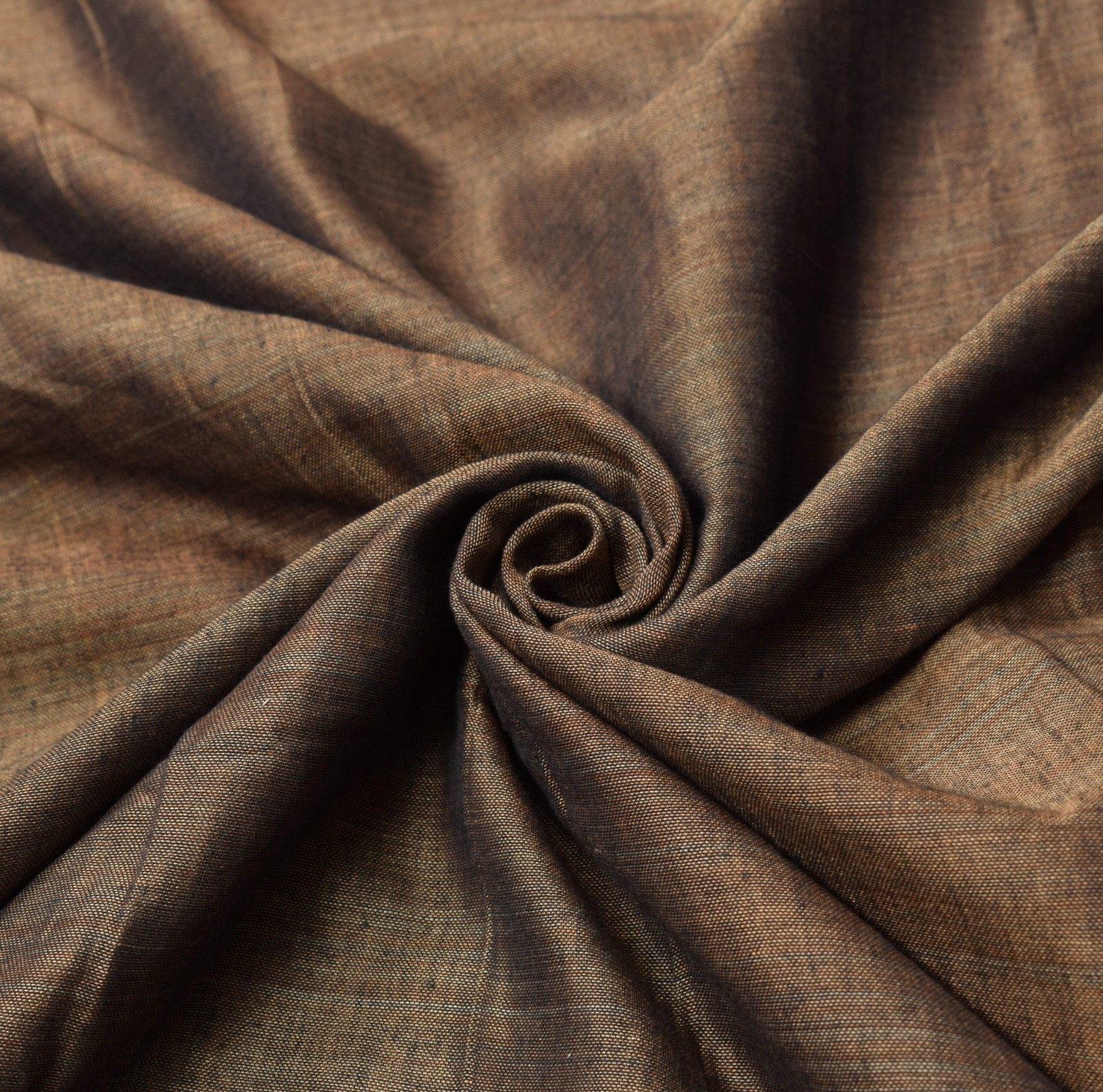 Sushila Vintage Brown Narayanpet Saree Pure Cotton Zari Woven 6YD Sari Fabric