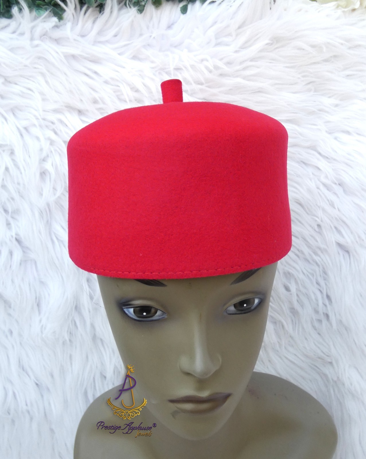 Black Red Chieftaincy Ozo African Traditional Cap | Igbo Hat Fez Style Wool Cap