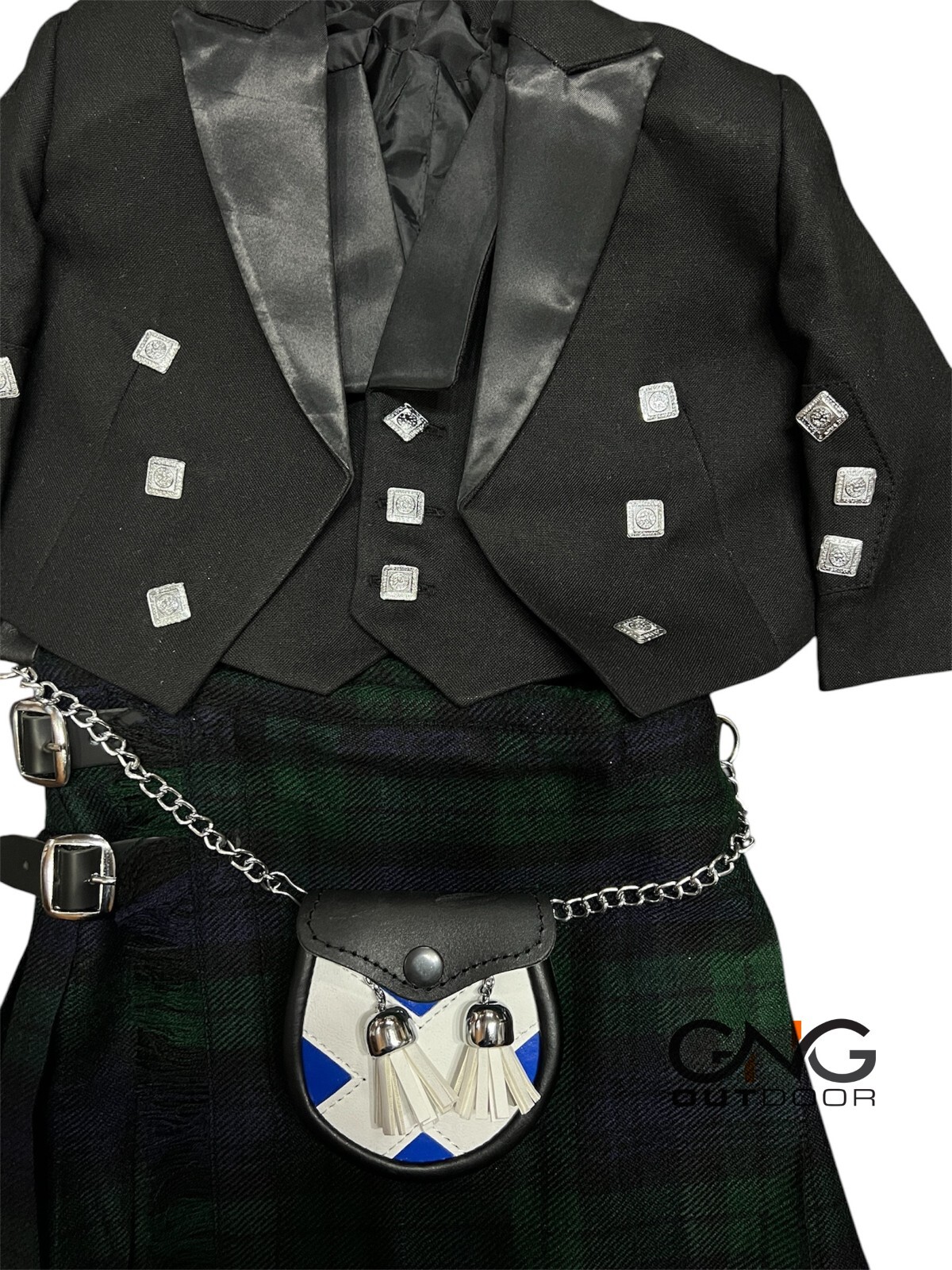 Scottish Baby Kilt Jacket Outfit Kids kilt set included jacket + Sporran + kilt