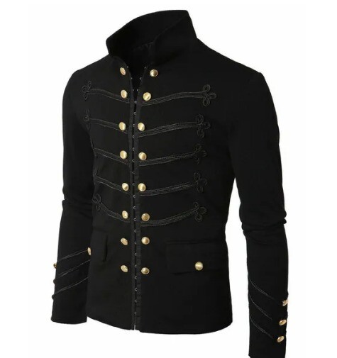 Men’s Black Gothic Hussars Wool Wedding Kilt Jacket Made with Special Fabric