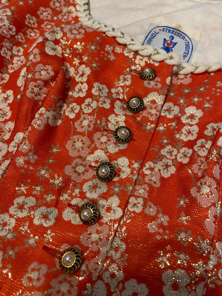 Vintage Dirndl Strasser Trachten Top & Skirt Set Red Bavarian Oktoberfest Rare