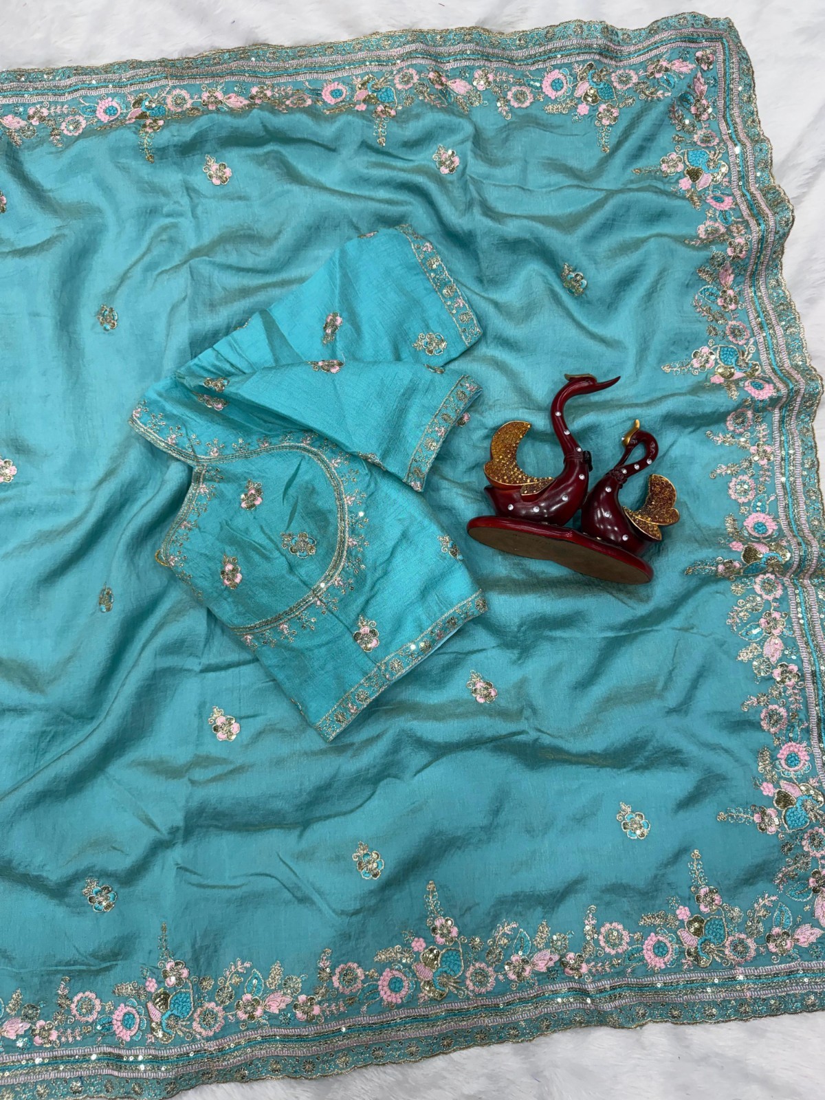 Bridal Silk Sari Blouse Designer Pakistani Ethnic Bollywood Indian Wedding Saree