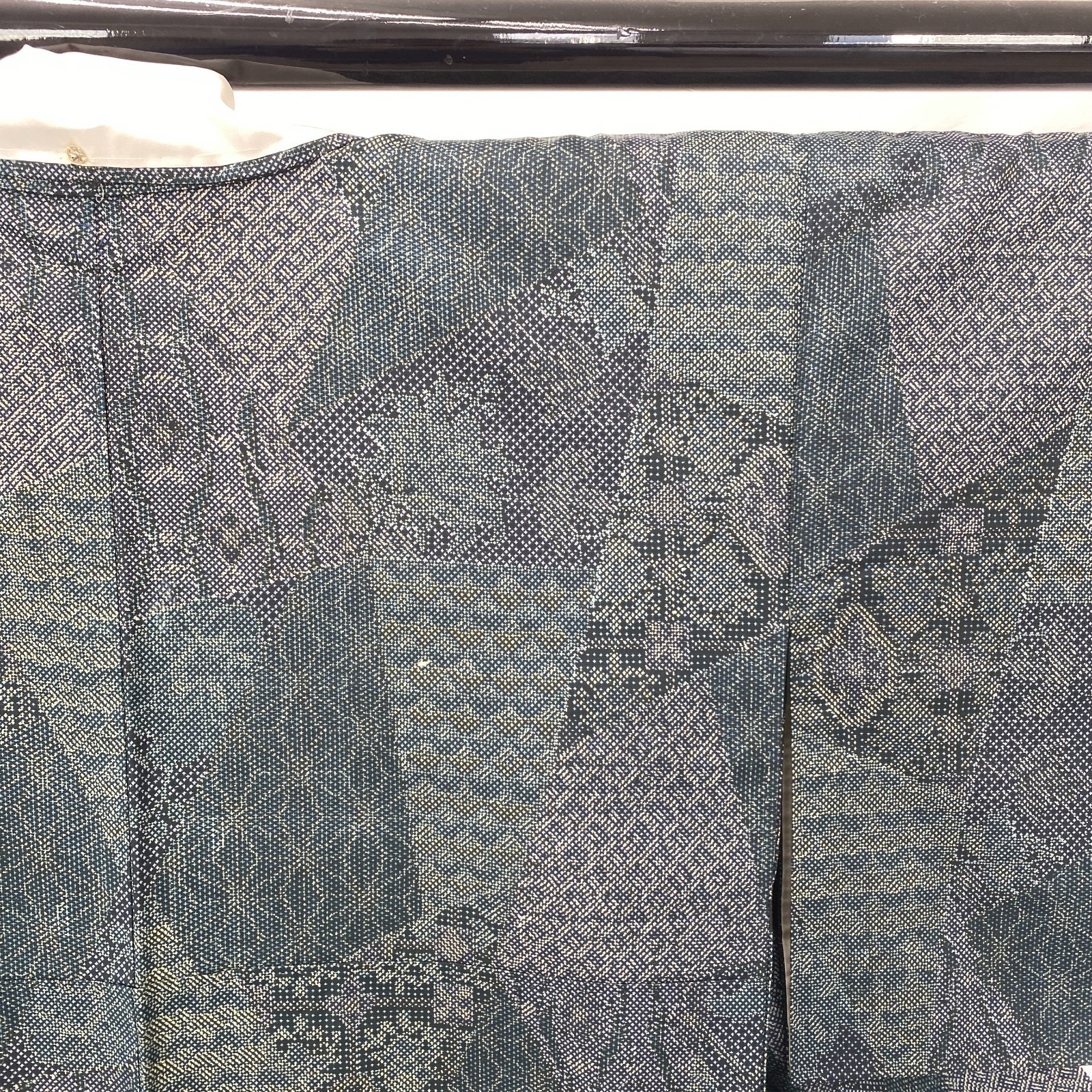 Japanese Vintage Kimono Silk Blue Tumugi Traditional Authentic Length 60 in