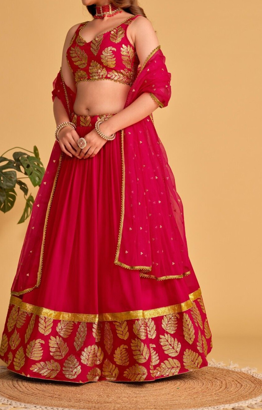 Stylish Georgette Lehenga Choli With Pink Net Dupatta For Indian Function Wear