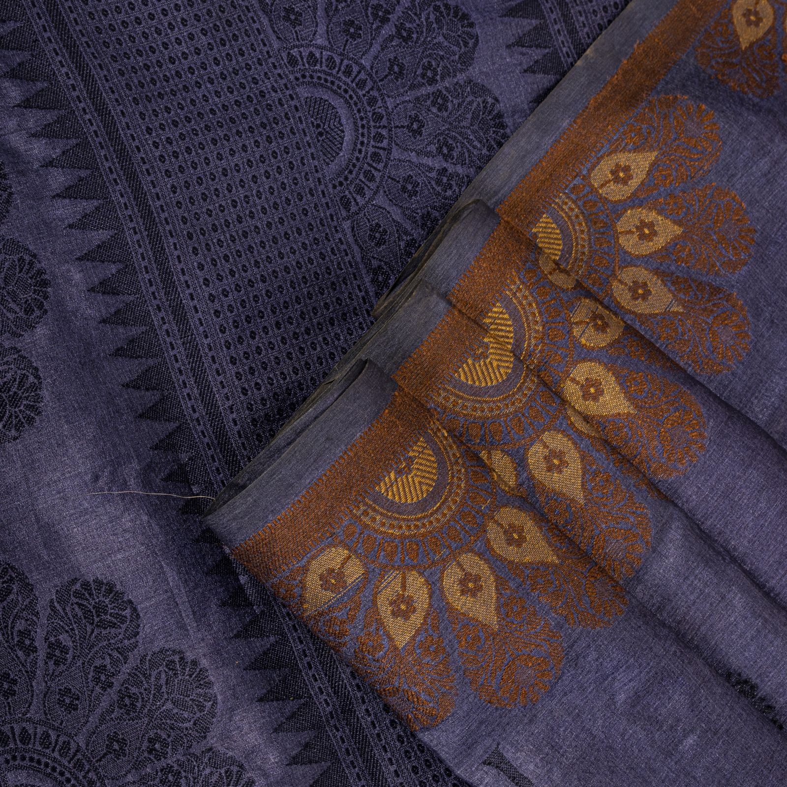 Sanskriti Vintage Saree Blue 100% Pure Silk Floral Woven Craft Fabric Indiansari