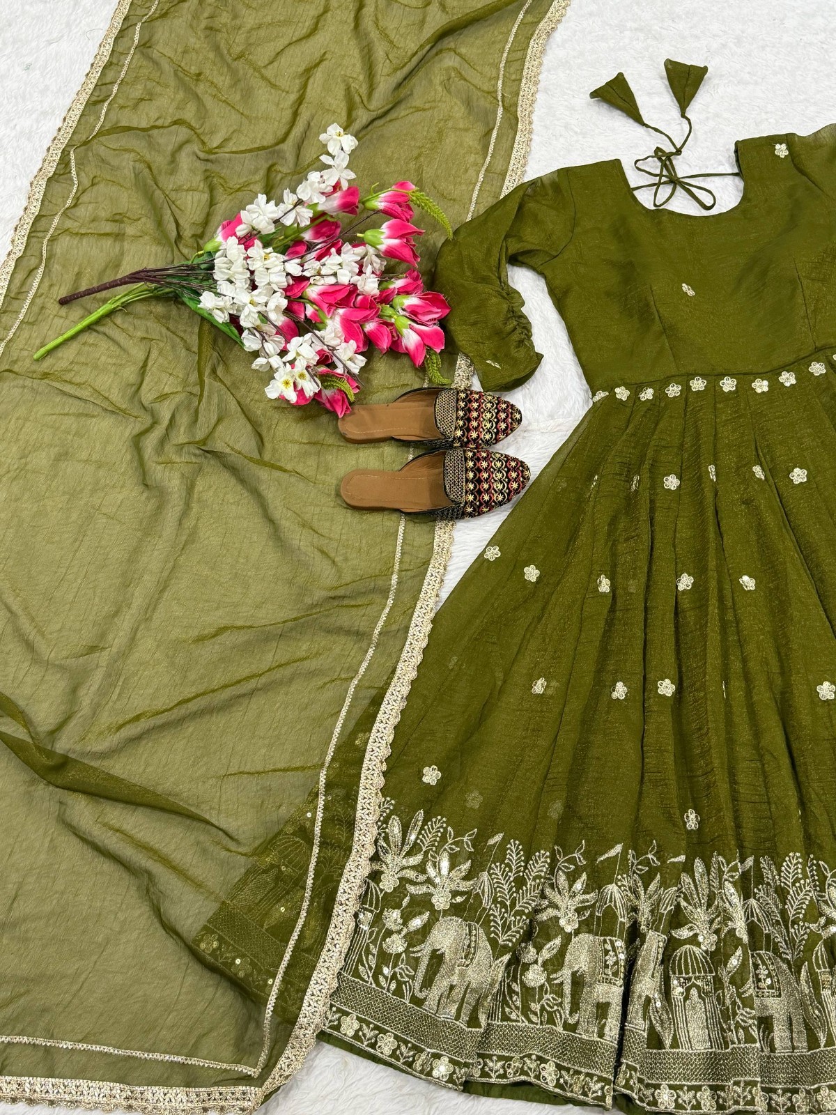 Indian Designer Crunchy Silk Salwar Kameez With Dupatta For Wedding