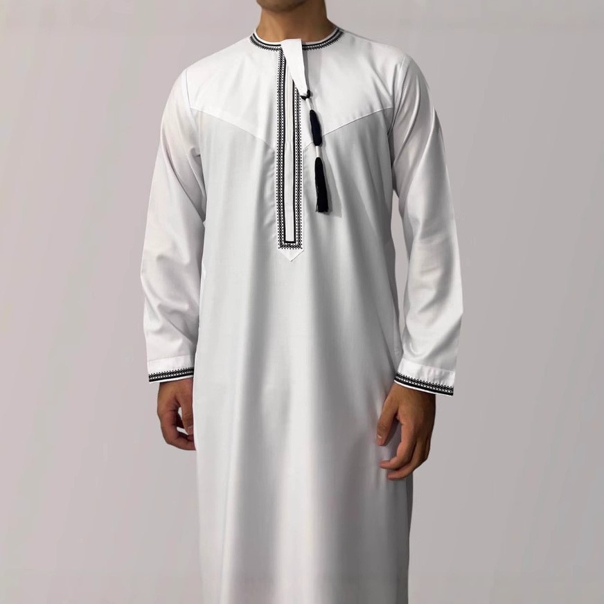 Saudi Men Abaya Muslim Kaftan Jubba Thoub Thobe Dishdasha Arab Long Robe Ramadan