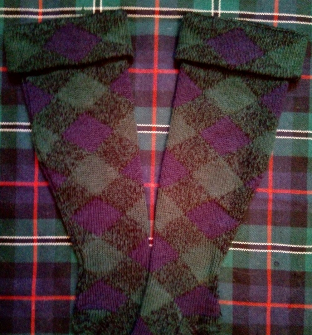 £150… New Navy and Bottle Green Diced Hose for your Kilt.