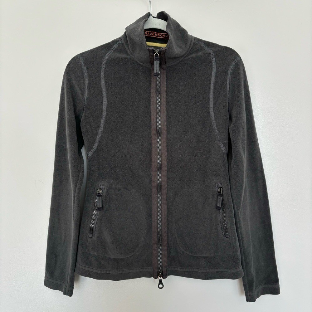 Frauenschuh Women’s Gray Velour Jacket full Double Zip Size S (6)