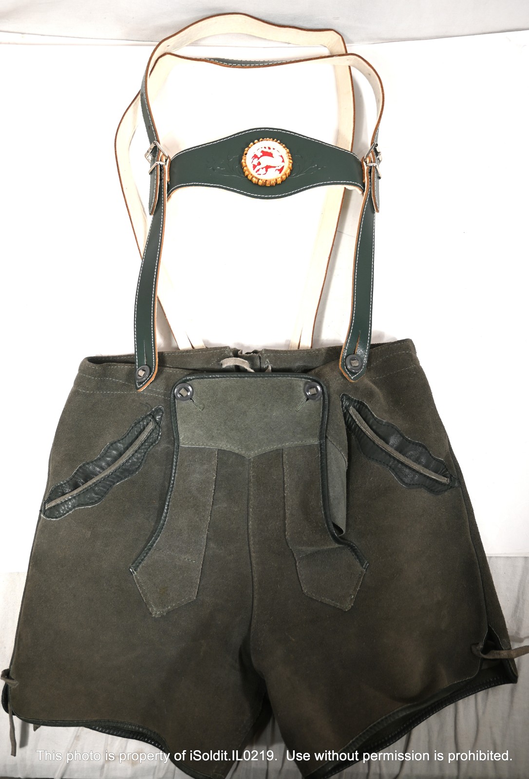 GIRLS Womens SUEDE LEDERHOSEN Vintage w/ LEATHER EMBOSSED STRAPS c1973