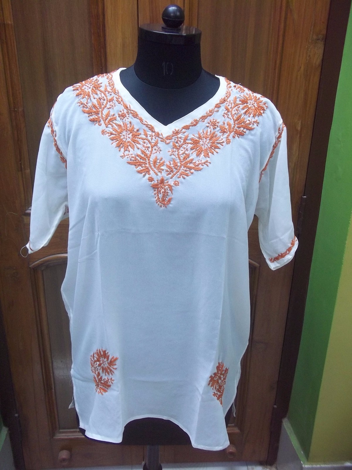 KURTA KURTI ETHNIC 2XL 3XL 4XL 5XL GEORGETTE TOP HANDMADE CHIKAN EMBROIDERY