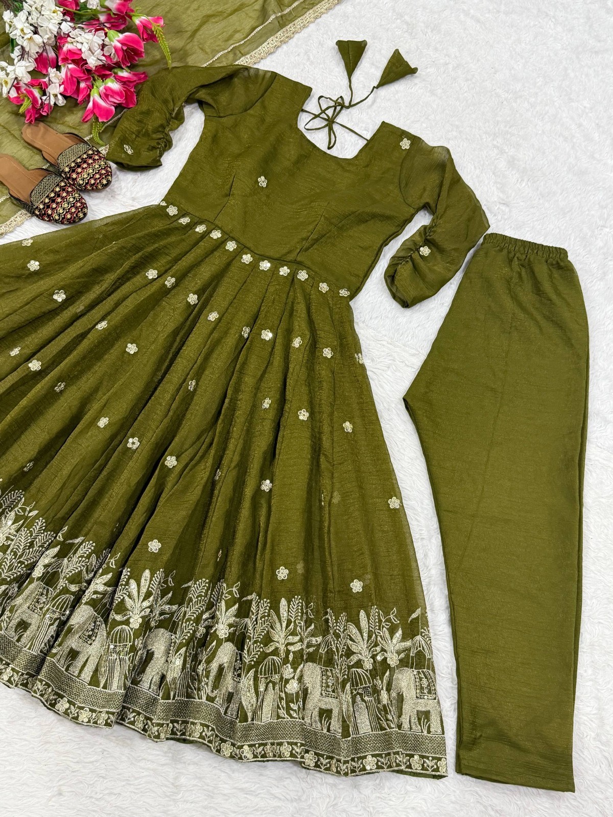 Indian Designer Crunchy Silk Salwar Kameez With Dupatta For Wedding