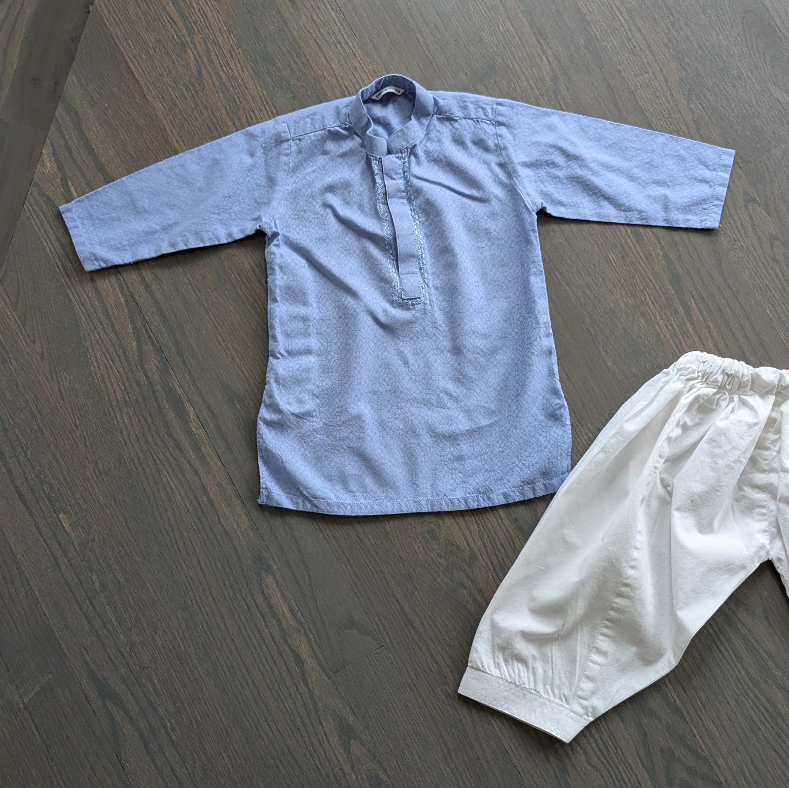 Minnie Minors Baby Boys Pakistani Kurta Salwar, Blue/White, 9-12 Months